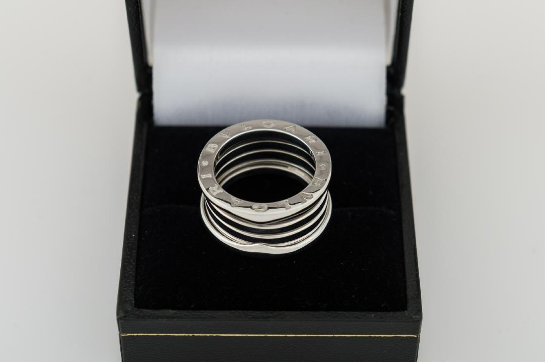 Bvlgari B. Zelo 1 18k White Gold Ring: Bvlgari B. Zelo 1 18k White Gold, Size 4.75, Marked with Bulgari, .750 & other marks