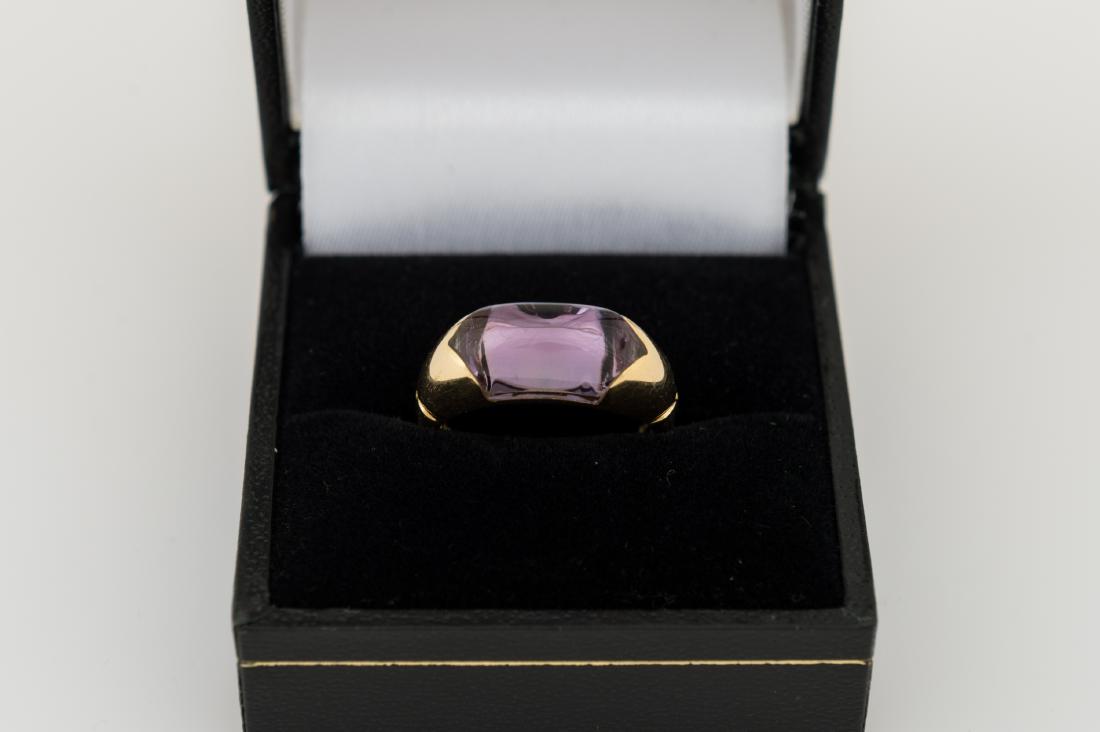 Bvlgari Mvsa 18k Gold & Amethyst Band Ring: Bvlgari Mvsa 18k Gold & Amethyst Ring, Size 6, Marked with Bulgari, .750 & other marks