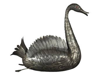 A Portuguese Jardiniere in form of a Swan