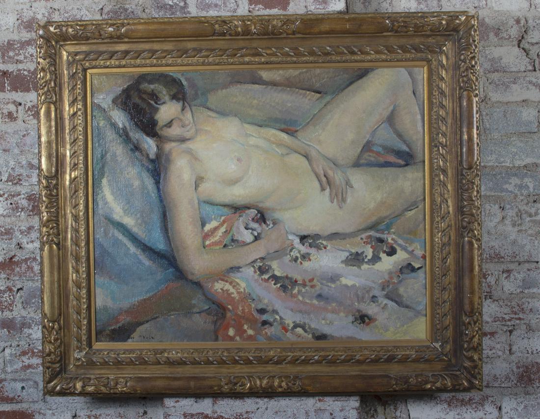 Modern Nude Lady Oil on Canvas Signed: Modern Nude Lady Oil on Canvas Signed lower left Rob T Volz, Dimensions: Framed: 32.5" x 38" Canvas: 23.5" x 28.5"