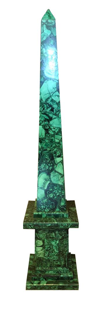 Large Malachite Obelisk: Vintage Large Malachite Obelisk, Dimensions: Height: 32"