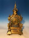 Very Large 19th C. French Champleve Enamel Gilt Bronze