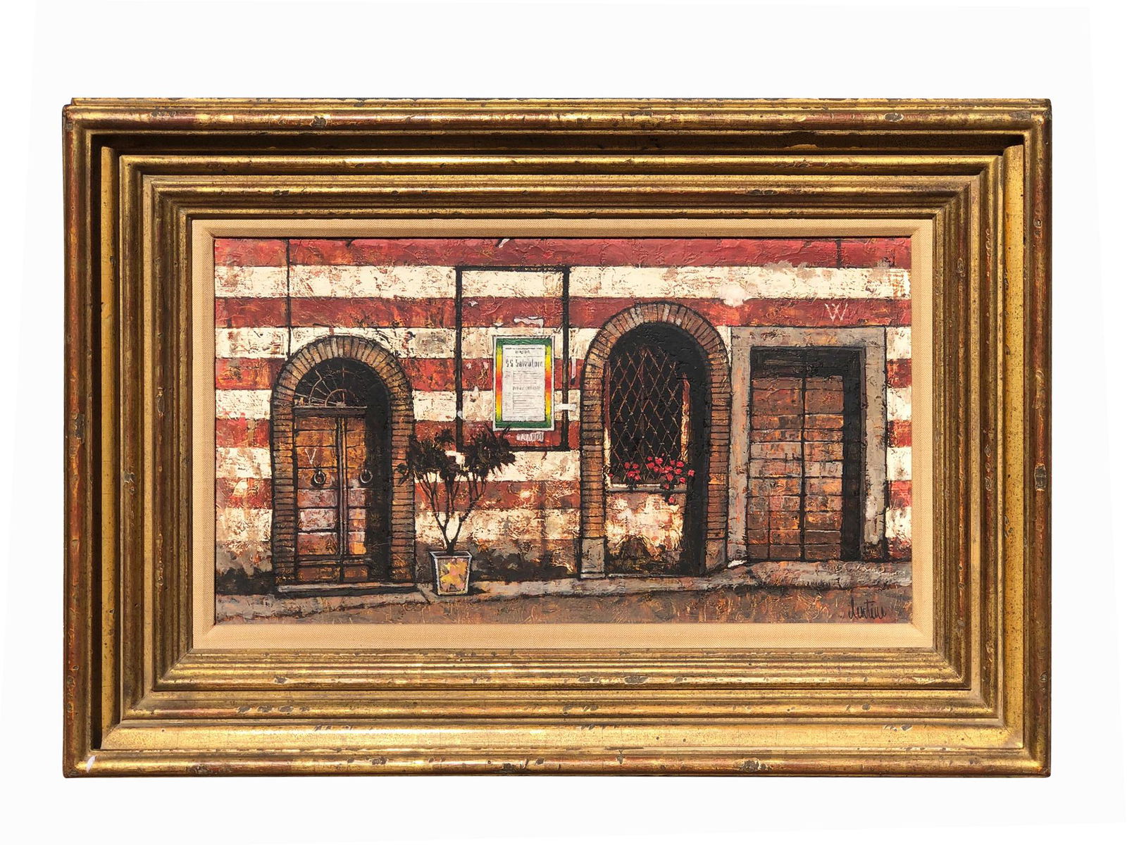John Lentine (1930-1968) Original Oil Painting Titled: John Lentine (1930-1968) Original Oil Painting Titled Cassa Di Collepardo Framed The painting is signed in the lower right and titled Cassa Di Collepardo dated 1962 on the reverse. The painting depcit
