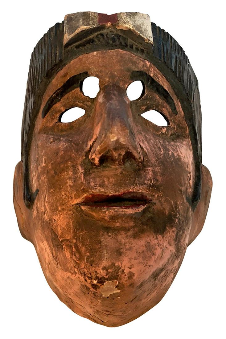 Indonesian Balinese Carved Mask: Indonesian Balinese Carved Mask, Dimensions Height: 8" Width: 6.25" Depth: 4.5", This lot will be sold with no reserve