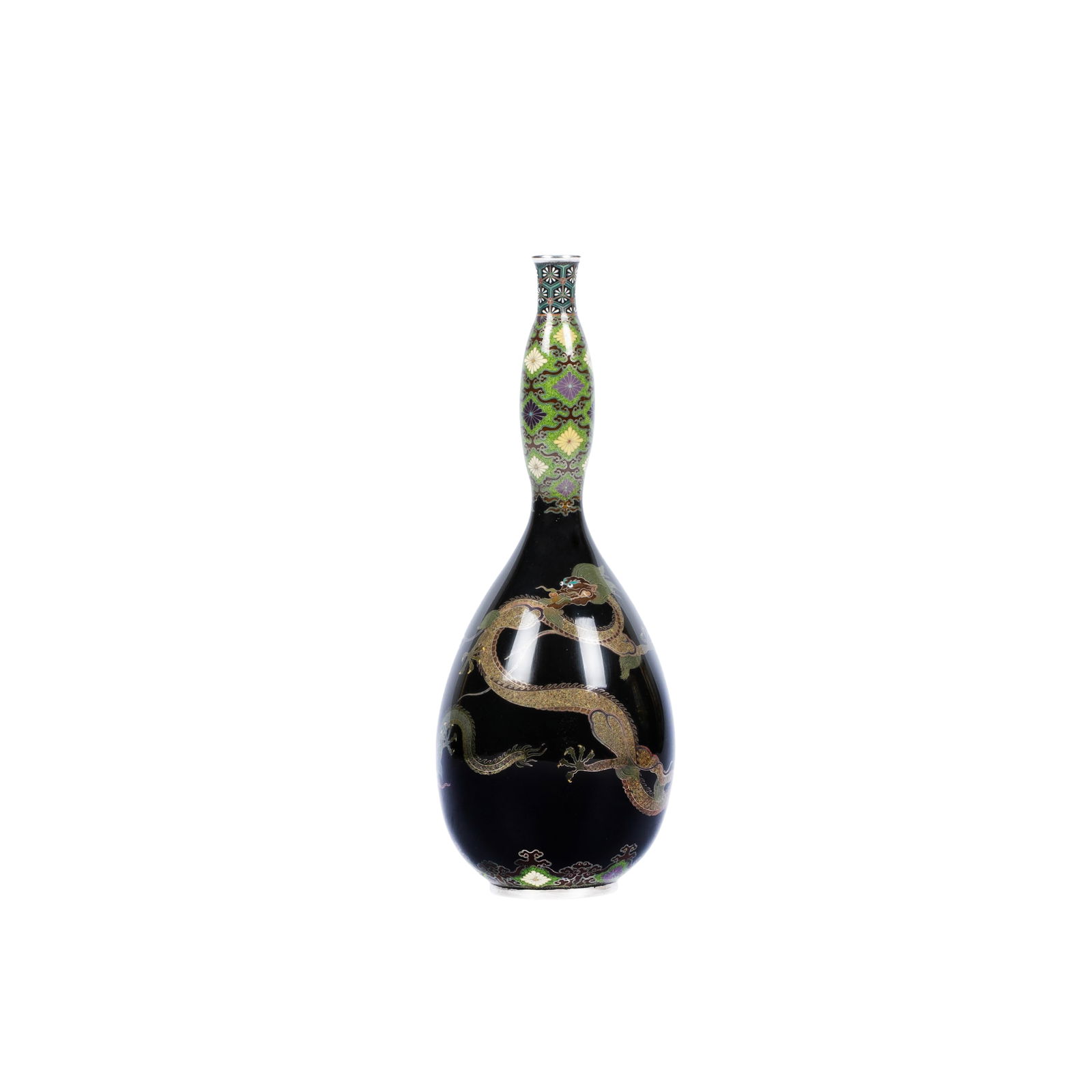 19TH CENTURY JAPANESE CLOISONNÉ VASE WITH DRAGONS SIGNED WITH SILVER TABLET (1 of 10)