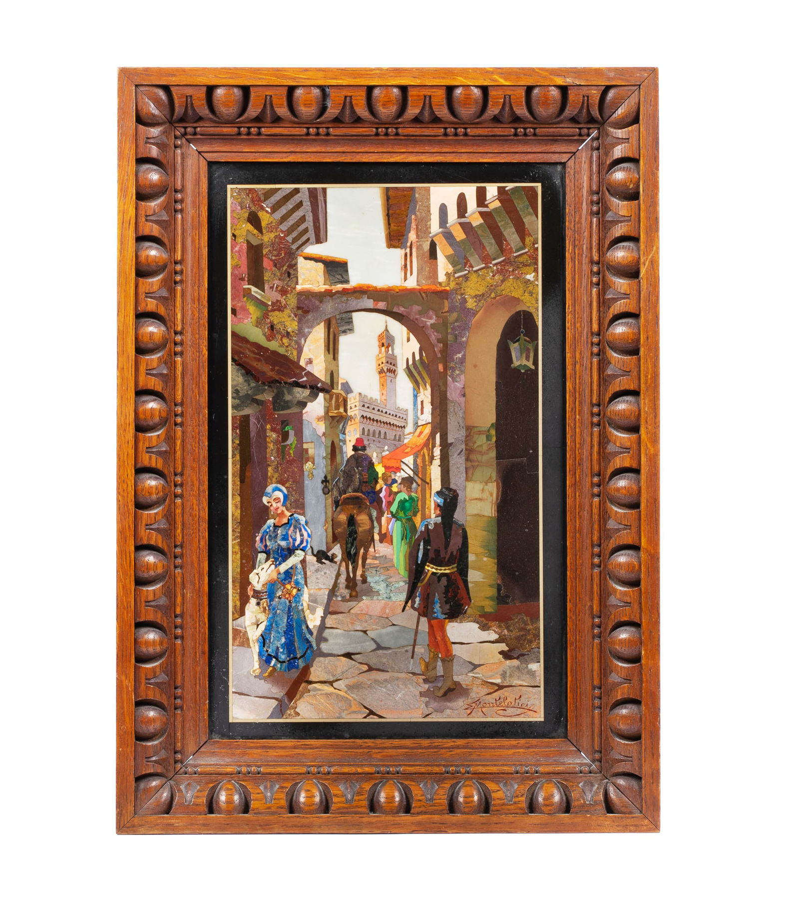 AN ITALIAN PIETRA DURA PLAQUE BY MARIO MONTELOTICI, CIRCA 1920 (1 of 5)