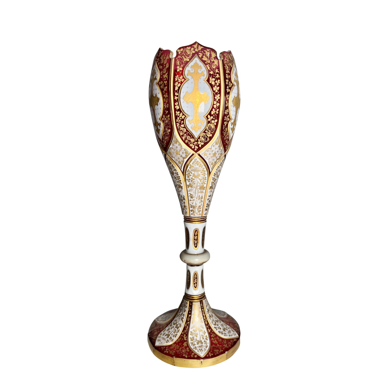 BOHEMIAN CRANBERRY GLASS VASE (1 of 6)