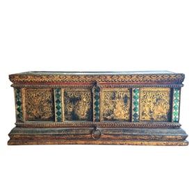 A SOUTHEAST ASIAN INLAID AND DECORATED BOX, EARLY 20TH CENTURY