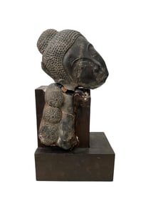 THAI COPPER ALLOW RESTING BUDDHA HEAD, AYUTTHAYA PERIOD