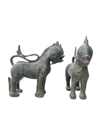 PAIR OF CHINESE METAL FOO DOGS, 20TH CENTURY
