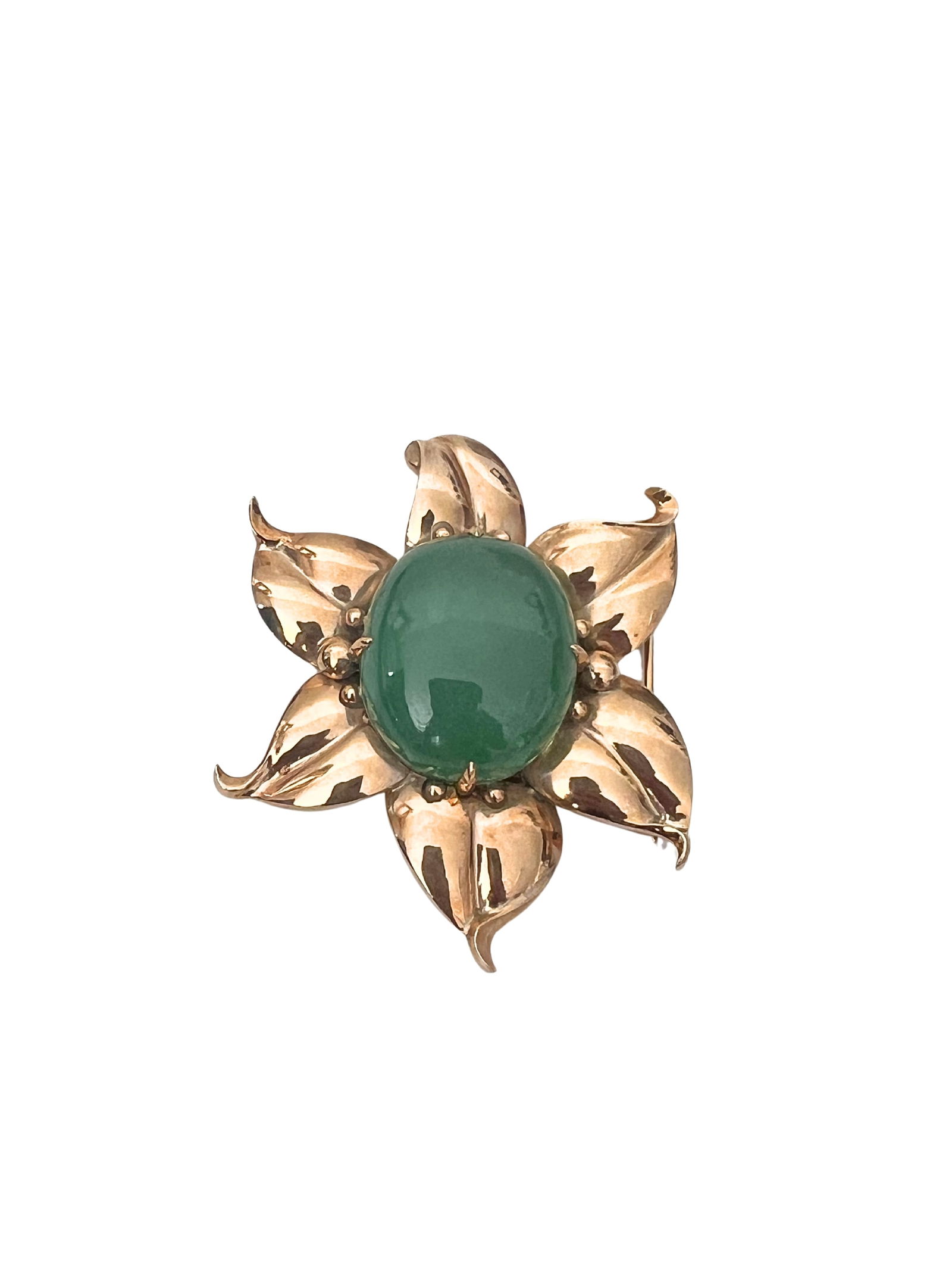 ESTATE 14K GOLD AND JADE BROOCH (1 of 5)