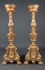 A PAIR OF ITALIAN GILT-WOOD TORCHERS, CIRCA 1870