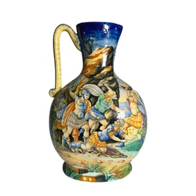 ITALIAN MAJOLICA SINGLE HANDLE CERAMIC VASE, EARLY 20TH CENTURY
