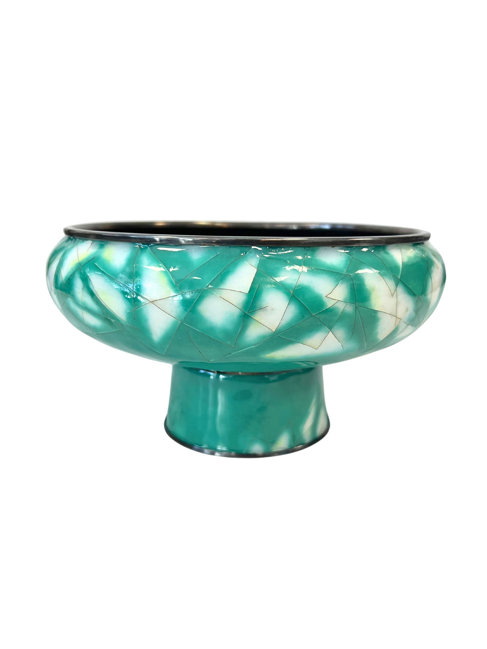 JAPANESE SILVER MOUNTED AND ENAMEL POT, MID 20TH CENTURY (1 of 5)