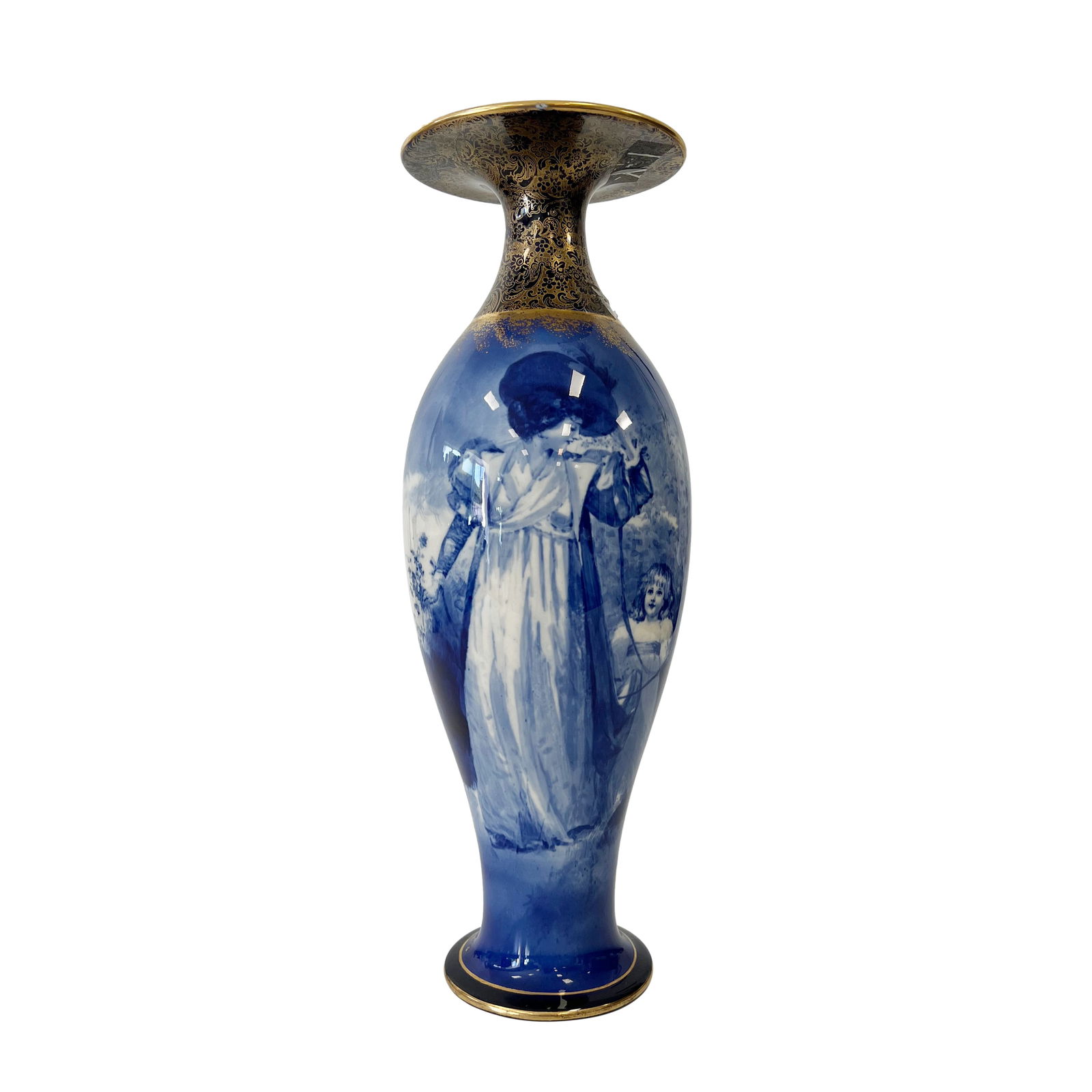 An English Royal Doulton Blue & White Ceramic Vase, Circa 1910 (1 of 6)