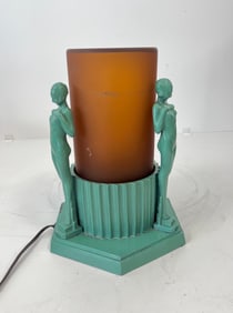 A RARE FRANKART ART DECO ILLUMINATED LAMP SIGNED