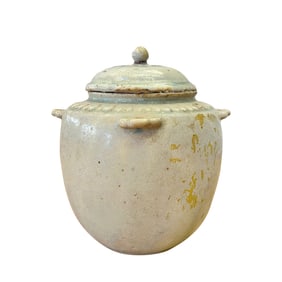 A CHINESE GLAZED CELADON VASE AND COVER