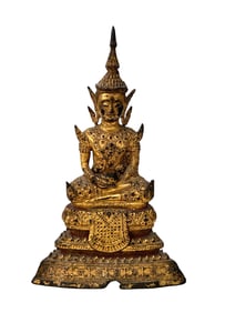 THAI GILT BRONZE SEATED BUDDHA