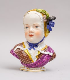 A MEISSEN PORCELAIN BUST OF PRINCE LOUIS CHARLES DE BOURBON, 19TH CENTURY