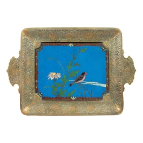 JAPANESE CLOISONNE ENAMEL DESK TRAY RETAILED BY TIFFANY AND CO., EARLY 20TH CENTURY