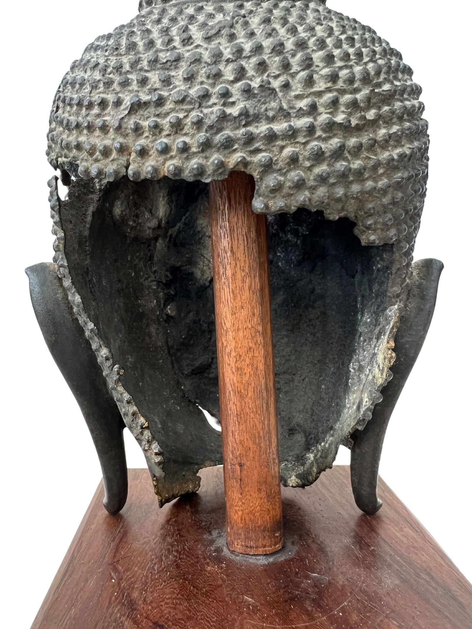 THAI BUDDHA HEAD ON WOODEN BASE (1 of 8)