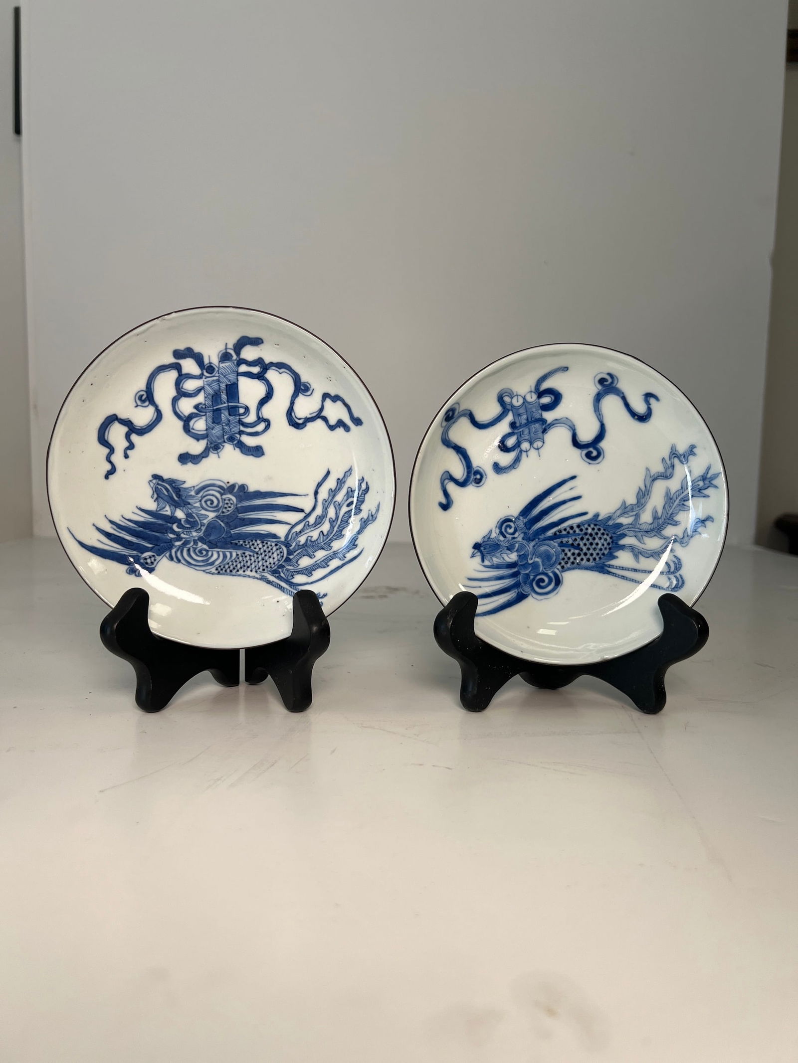 TWO CHINESE OR KOREAN DECORATED PORCELAIN DISHES: TWO CHINESE OR KOREAN DECORATED PORCELAIN DISHES, Dimensions: approx Diameter 6-7"