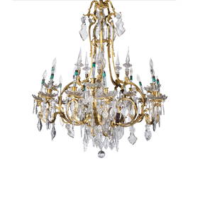 A LARGE FRENCH BACCARAT STYLE GILT BRONZE AND CRYSTAL CHANDELIER, 19TH CENTURY (1 of 6)