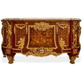 FRENCH GILT BRONZE MOUNTED LOUIS XVI STYLE COMMODE AFTER JEAN-HENRI RIESENER 'COMMODE POUR LA (1 of 9)