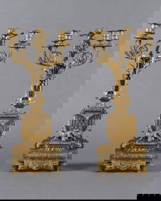 PAIR OF FRENCH GILT BRONZE FIGURAL FOUR BRANCH CANDELABRA, 19TH CENTURY (1 of 7)