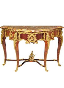 A FRENCH LOUIS XV STYLE ORMOLU MOUNTED KING-WOOD CONSOLE TABLE by Francois Linke (1 of 6)