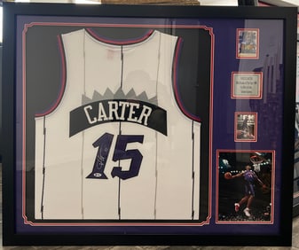 VINCE CARTER AUTHENTIC MITCHELL & NESS JERSEY SIGNED AND CERTIFIED BY BECKET