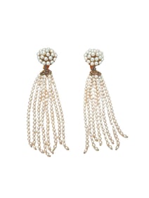 ESTATE PAIR OF 14K GOLD AND PEARL CHANDELIER CLIP EARRINGS