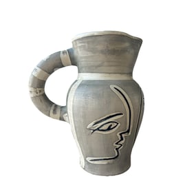 Pablo Picasso Pichet Grav_ Gris Pitcher with Owl & Portrait Design, 1954