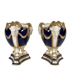A PAIR OF ENGLISH ROYAL DUX PORCELAIN VASES, LATE 19TH CENTURY