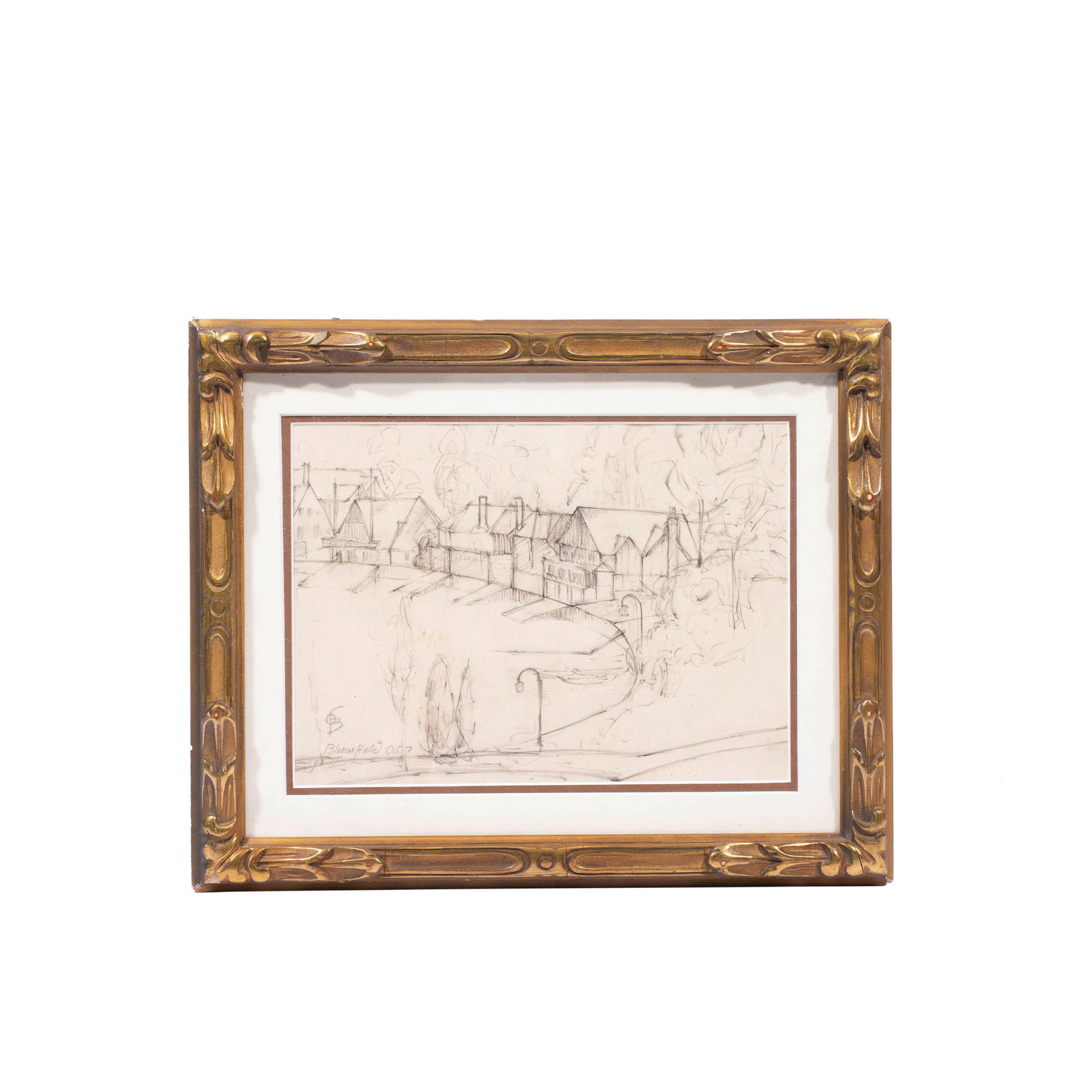 OSCAR FLORIANUS BLUEMNER AMERICAN (1867-1938) GRAPHITE ON PAPER: OSCAR FLORIANUS BLUEMNER AMERICAN (1867-1938) GRAPHITE ON PAPER, signed bottom left Bloomfield and dated OCT 7, Dimensions Sight: Height: 6 5/8" Width: 9 1/8"