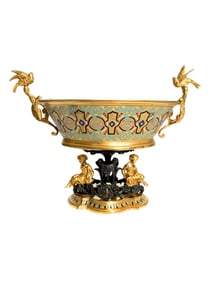 A FINE FRENCH GILT BRONZE AND CHAMPLEVE ENAMEL VASE, CIRCA 1900