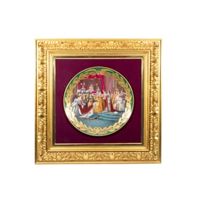 LARGE 19TH CENTURY FRENCH SEVRES STYLE PORCELAIN CHARGER ' CORONATION OF JOSEPHINE'