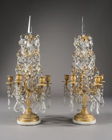 A PAIR OF FRENCH LOUIS XV STYLE GILT BRONZE GIRANDOLES, CIRCA 1880