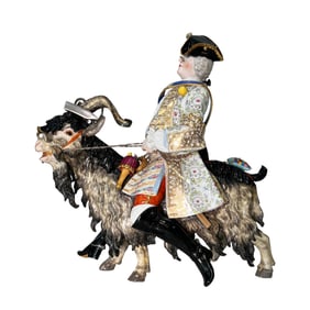 Magnificent Meissen Porcelain Tailor Riding a Goat