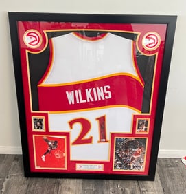 DOMINIQUE WILKINS SIGNED FRAMED PRO STYLE JERSEY CERTIFIED BY BECKET