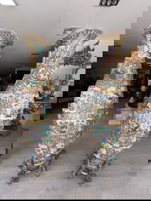 A MONUMENTAL PAIROF CHINESE FAMILLE ROSE PALACE VASES 84" TALL