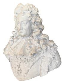A LARGE ANTIQUE CARVED MARBLE BUST OF PHILIP V OF SPAIN,  FRANCE, 19TH CENTURY