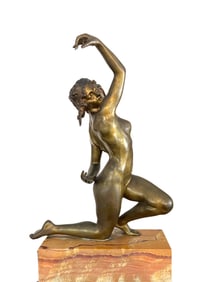 A LARGE AFFORTUNATO GORY PATINATED BRONZE SCULPTURE OF A DANCER, CIRCA 1920