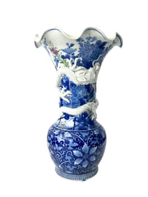 JAPANESE BLUE AND WHITE DRAGON VASE WITH FLARED NECK, 19TH CENTURY