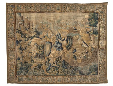 PALATIAL FLEMISH TAPESTRY OF A 'ROMAN BATTLE' 17TH CENTURY