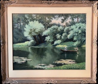 PAUL EMILE PISSARRO 'LA MARE AUX SAULES' OIL ON CANVAS, Circa 1932