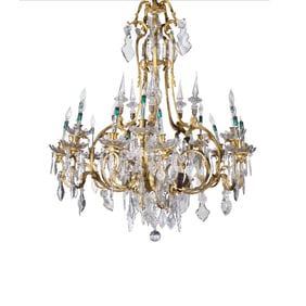 A LARGE FRENCH GILT BRONZE LOUIS XV STYLE 12-LIGHT CHANDALIER, 19TH CENTURY