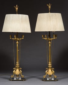 PAIR OF FRENCH NEO-CLASSICAL STYLE ORMOLU BRONZE CANDELABRAS, 19TH CENTURY