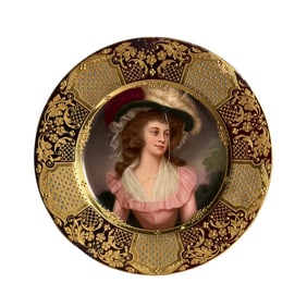 AN AUSTRIAN ANTIQUE ROYAL VIENNA JEWELED PORCELAIN PLATE