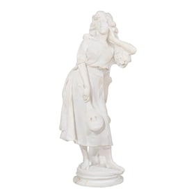 A LARGE ITALIAN MARBLE SCULPTURE OF A MAIDEN, 19TH CENTURY
